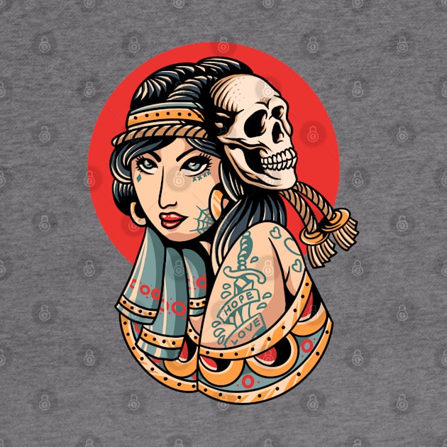 lady skull tattoo by donipacoceng